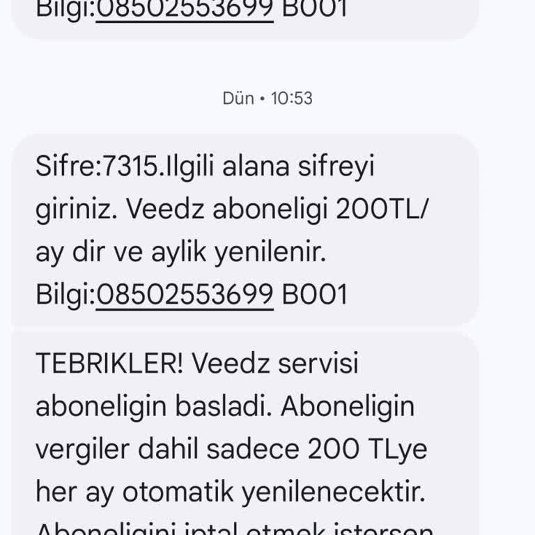 Bilinmeyen Veedz Aboneliği Ve Yanlış Operatör Faturası