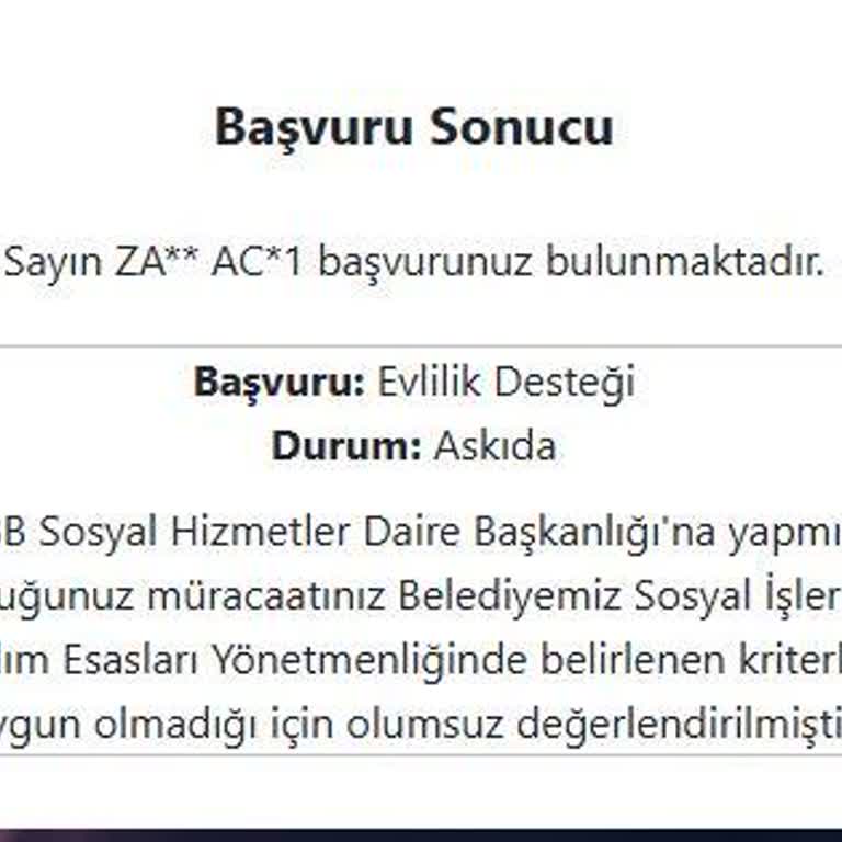 Evlilik Desteği Başvurum Anında Reddedildi
