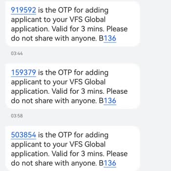 VFS Global Yanlış Gönderilen OTP Mesajları Hakkında Şikayet