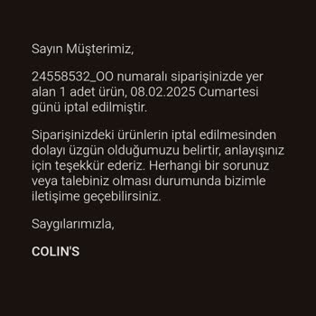 Colin's Sipariş İptali Şoku