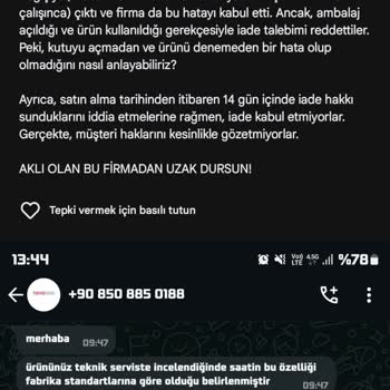 Kurumsallıktan Uzak Ve Müşteri Memnuniyetini Hiçe Sayan Hizmet