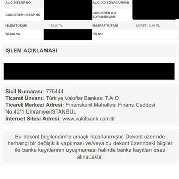 VakıfBank'tan VakıfBank'a EFT Ücreti Şoku