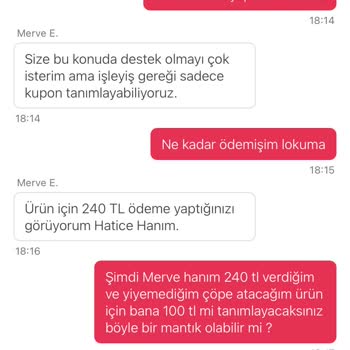 Yemeksepeti'nde Bozuk Ürün Ve Yetersiz Çözüm