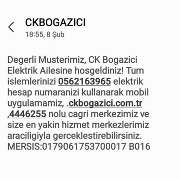 CK Boğaziçi Elektrik Yanlış Yönlendirilmiş Mesajlar