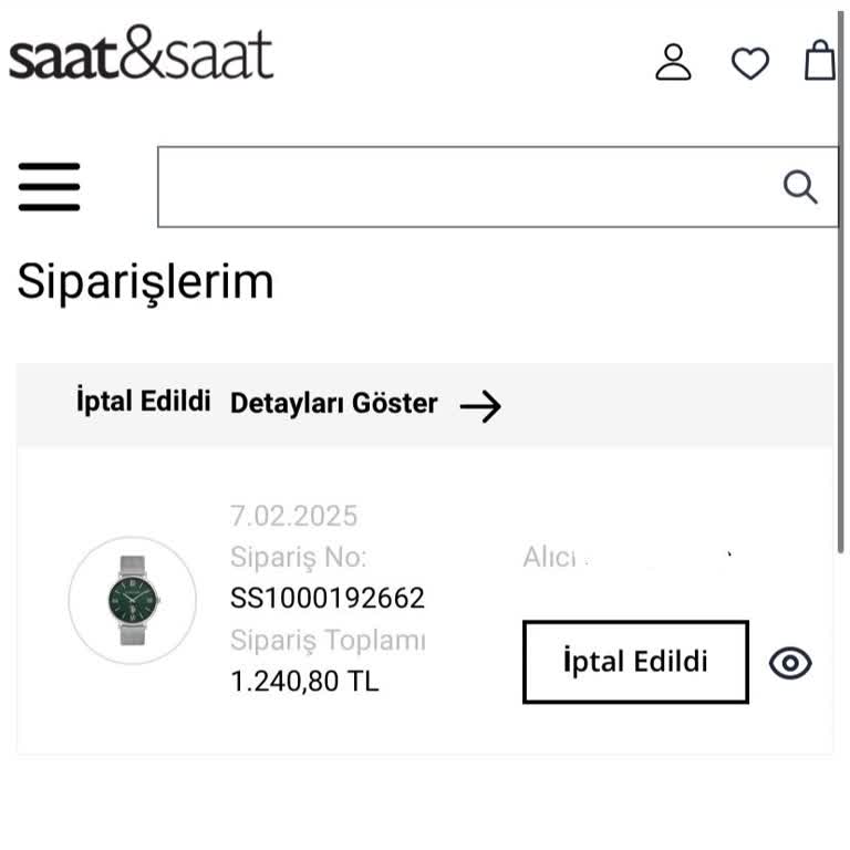 Saat & Saat Sevgililer Günü Hediyesi Saat Siparişim İptal Edildi