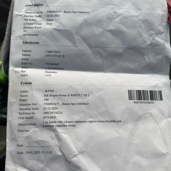 Adidas Beşiktaş Formasında Yıkama Talimatlarına Rağmen Bozulma Ve Müşteri Hizmetleri Sorunu