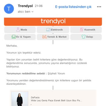 Ürün Değerlendirme Yorumlarının Reddedilmesi Ve Yetersiz Müşteri Hizmeti