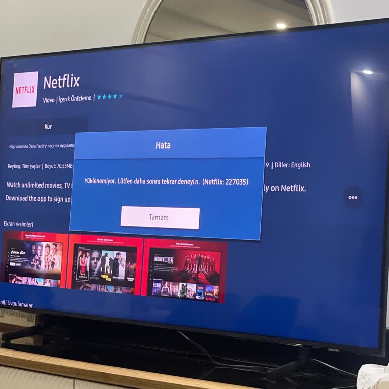 Samsung TV'de Uygulama Kurulum Hatası