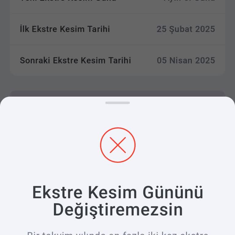 Ekstre Tarihi Değişikliğinde Sürekli Hata