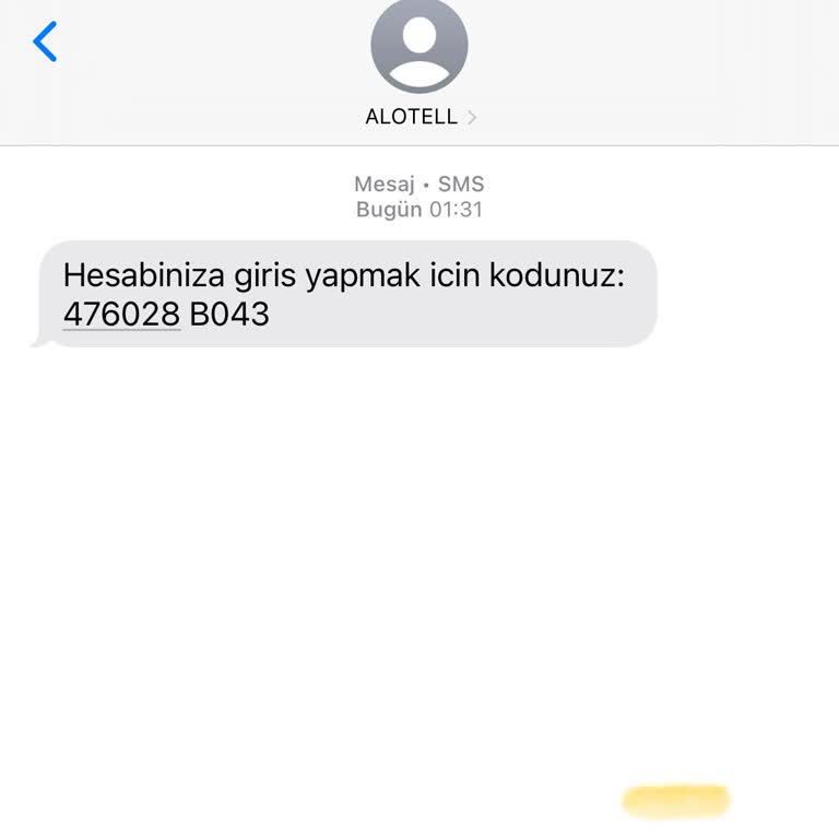 Alotell'den Gelen Mesaj: Bilgim Dışında Hesap Girişi