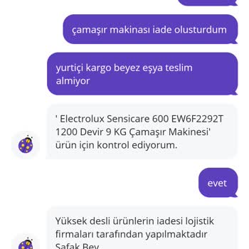 Electrolux Çamaşır Makinesi İade Sürecinde Kargo Krizi