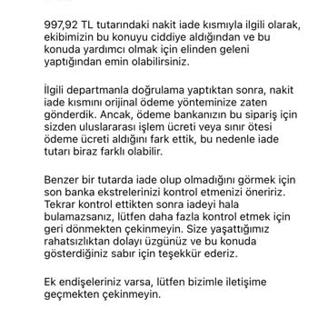 Para İadesi Sorunu Ve Müşteri Hizmetleri Çıkmazı