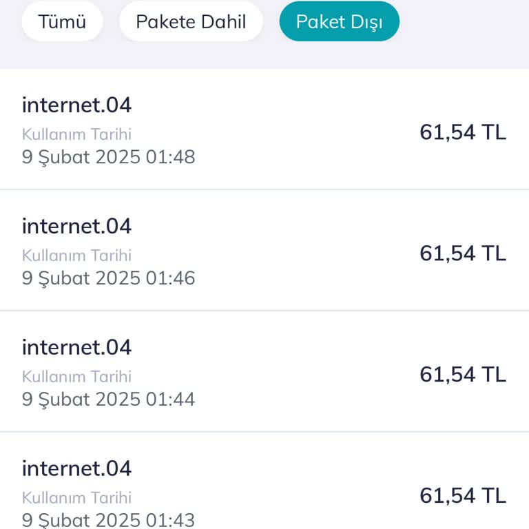 Türk Telekom Faturalı Hatta Paket Dışı İnternet Kullanımı Problemi