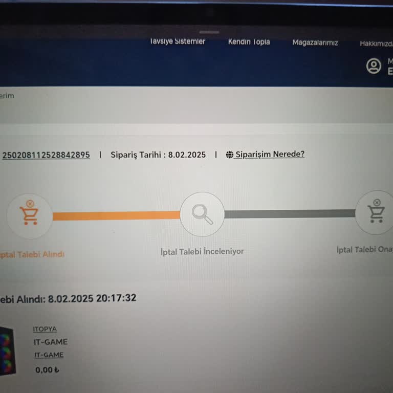 Sipariş İptali Sonrası Para İadesi Sorunu