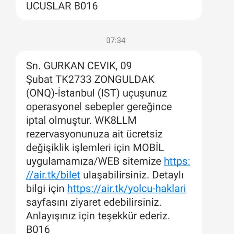 THY'den Beklenmedik Uçuş İptali Ve Yetersiz Bilgilendirme