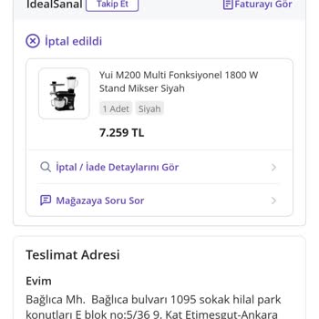 İptal Edilen Siparişin Para İadesi Sorunu