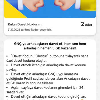 Turkcell GNÇ Uygulamasında Davet Et 5 GB Kampanyası Sorunu
