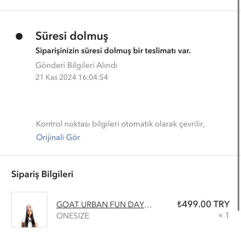 Goat Urban'dan 4 Aylık Sipariş Gecikmesi Ve İletişim Sorunları