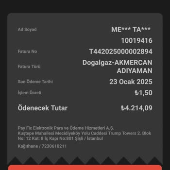 Doğalgaz Faturası Ödeme Sorunu