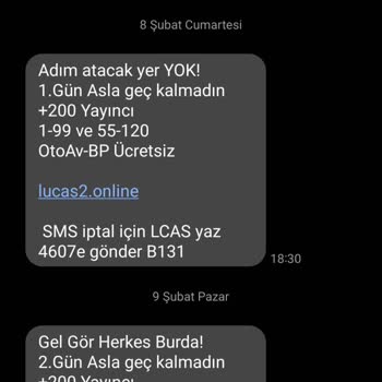 Tarafıma Gelen SMS'ler