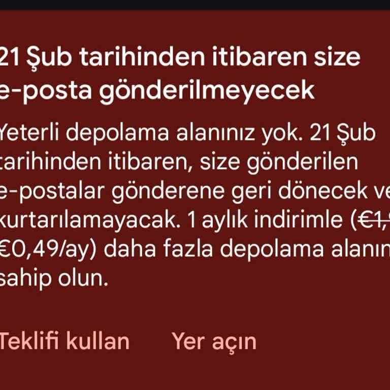 Gmail Depolama Hatası Ve Ücretli Plan Yönlendirmesi