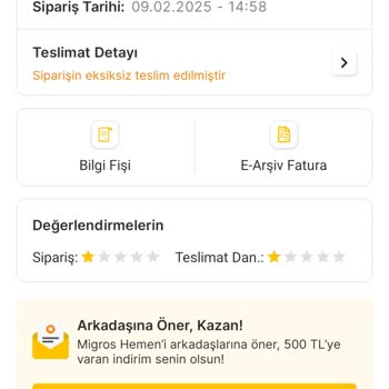 Migros Hemen Siparişim Eksik Geldi Bekletiliyorum