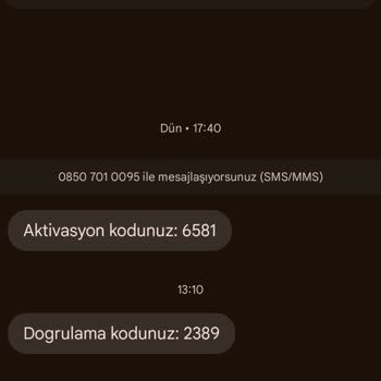 Bilinmeyen Numaradan Gelen Doğrulama Kodu Mesajları