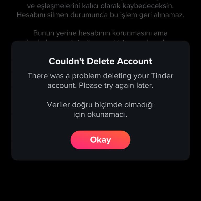 Tinder Hesap Silme Ve Eşleşme Sorunlarına Acil Çözüm Bekliyorum