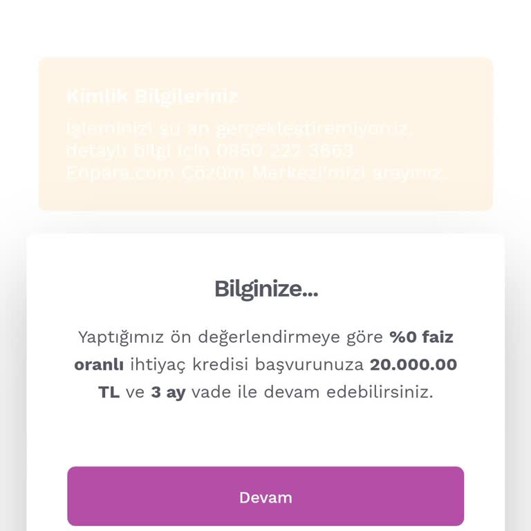 Enpara Kredi Başvurusunda Yanıltıcı Bilgilendirme