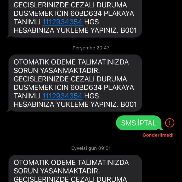 HGS Mesajlarının Sürekli Gelmesi Ve İptal Sorunu