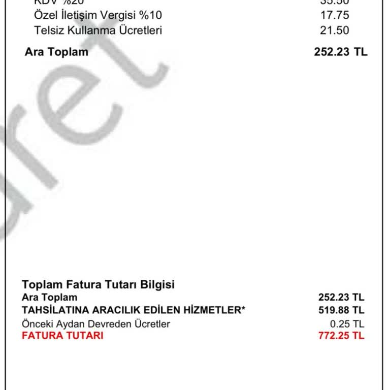 Faturada Belirsiz Ek Bedel Şoku