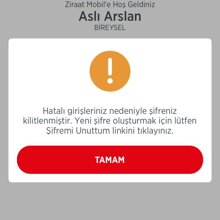 Ziraat Bankası Uygulamasında Giriş Sorunu