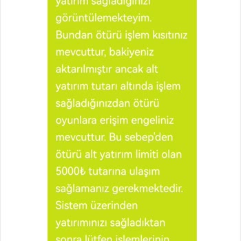 Alt Limit Sorunu Nedeniyle Hesabımdaki Paraya El Konuldu