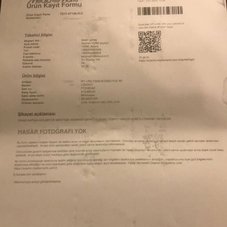 Beklenmedik Tamir Ücreti Şoku