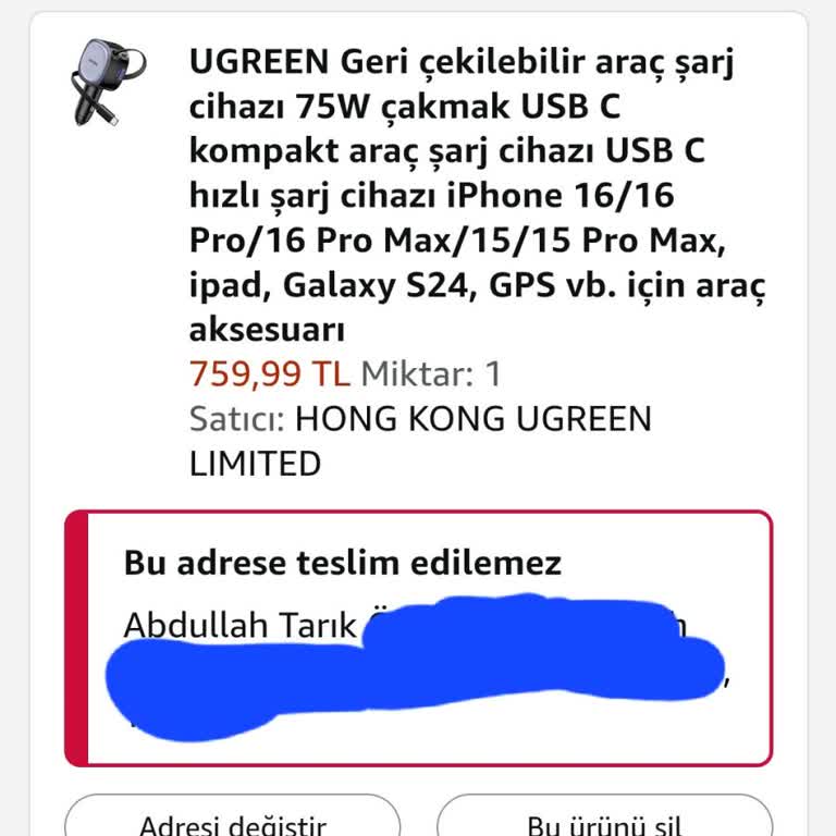 Amazon Sipariş Teslimat Sorunu