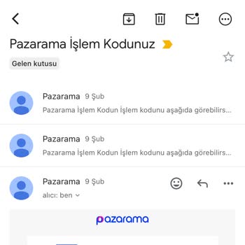 Pazarama'dan Bilgim Dışında Gelen Onay Kodları