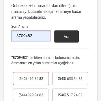 Vodafone Numara Seçiminde Sorun