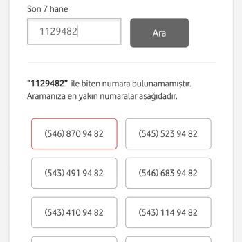 Vodafone Numara Seçiminde Sorun