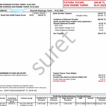 Vodafone Faturasında Anlamsız Ücretlendirme Sorunu