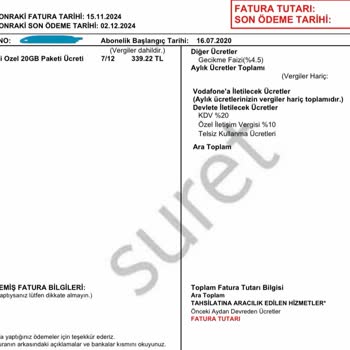 Vodafone Faturasında Anlamsız Ücretlendirme Sorunu