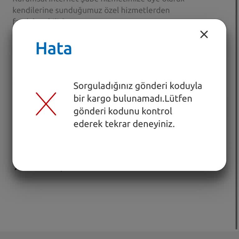 Yurtiçi Kargo Takip Kodu Hata Veriyor
