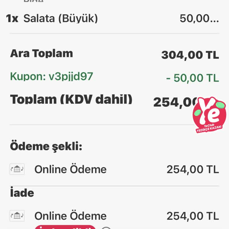Ödeme İadesi Yapılmadı: Yemeksepeti Mağduriyeti