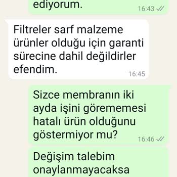 Membran Filtre Sorunu Ve Teknik Servis Desteği Eksikliği