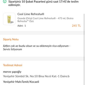 Trendyol Yemek'te Starbucks Siparişimde Hayal Kırıklığı