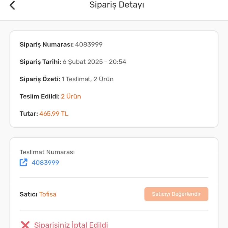 Tofisa İptal Edilen Siparişin Para İadesi Sorunu