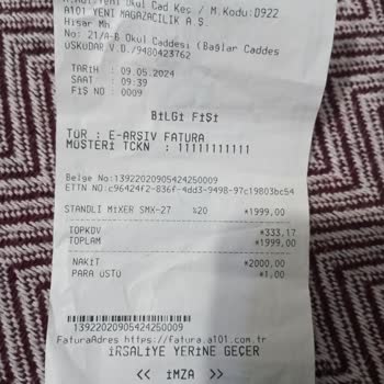 Sinbo Ürününde İade Ve Fiş Sorunu