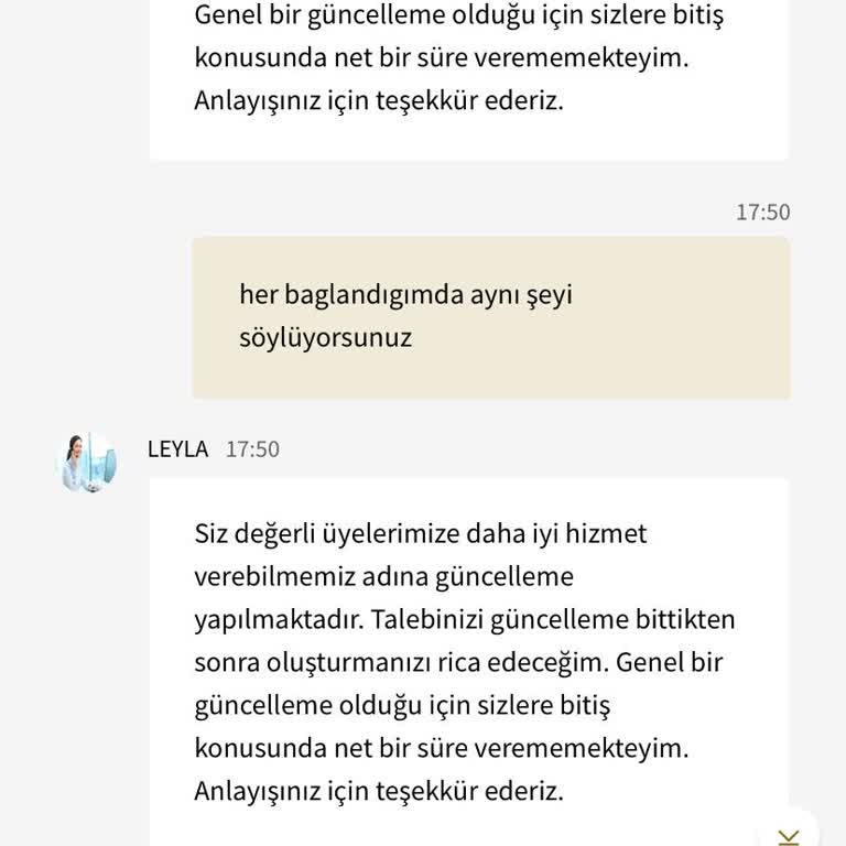 Canlı Destekte Sürekli Güncelleme Yanıtı