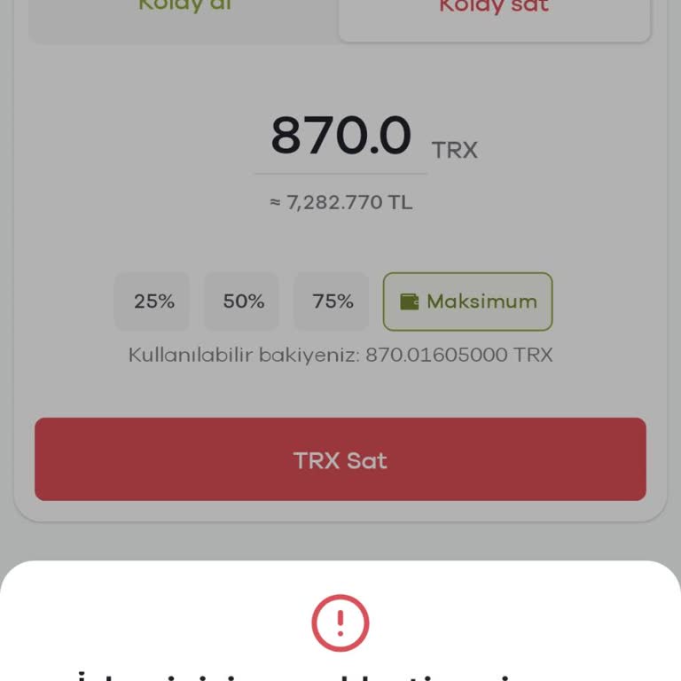 Paribu'da TRX Satışında Sürekli Hata