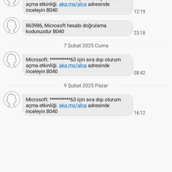 Microsoft Hesabımdan Gelen Bitmeyen Mesajlar