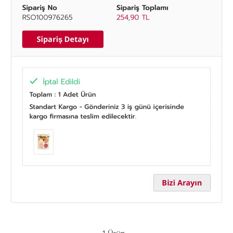 İptal Edilen Siparişin İadesi Yapılmadı